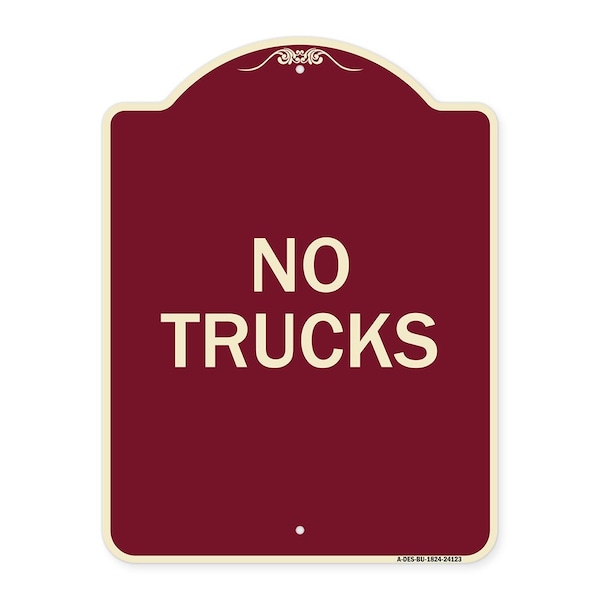Signmission Designer Series Driveway No Trucks, Burgundy Heavy-Gauge Aluminum Sign, 24" x 18", BU-1824-24123 A-DES-BU-1824-24123 - main